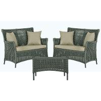 2 Sofás E Mesa Igapó Alumínio Preta Corda Náutica E7 Trama Verde - 1