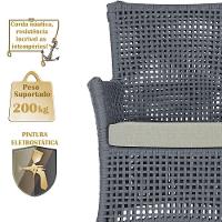 2 Sofás E Mesa Igapó Alumínio Marrom Corda Náutica E3 Trama Prata