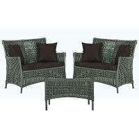 2 Sofás E Mesa Igapó Alumínio Preta Corda Náutica E9 Trama Verde - 1