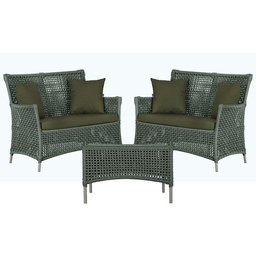 2 Sofás E Mesa Igapó Alumínio Fendi Corda Náutica E13 Trama Verde - 1