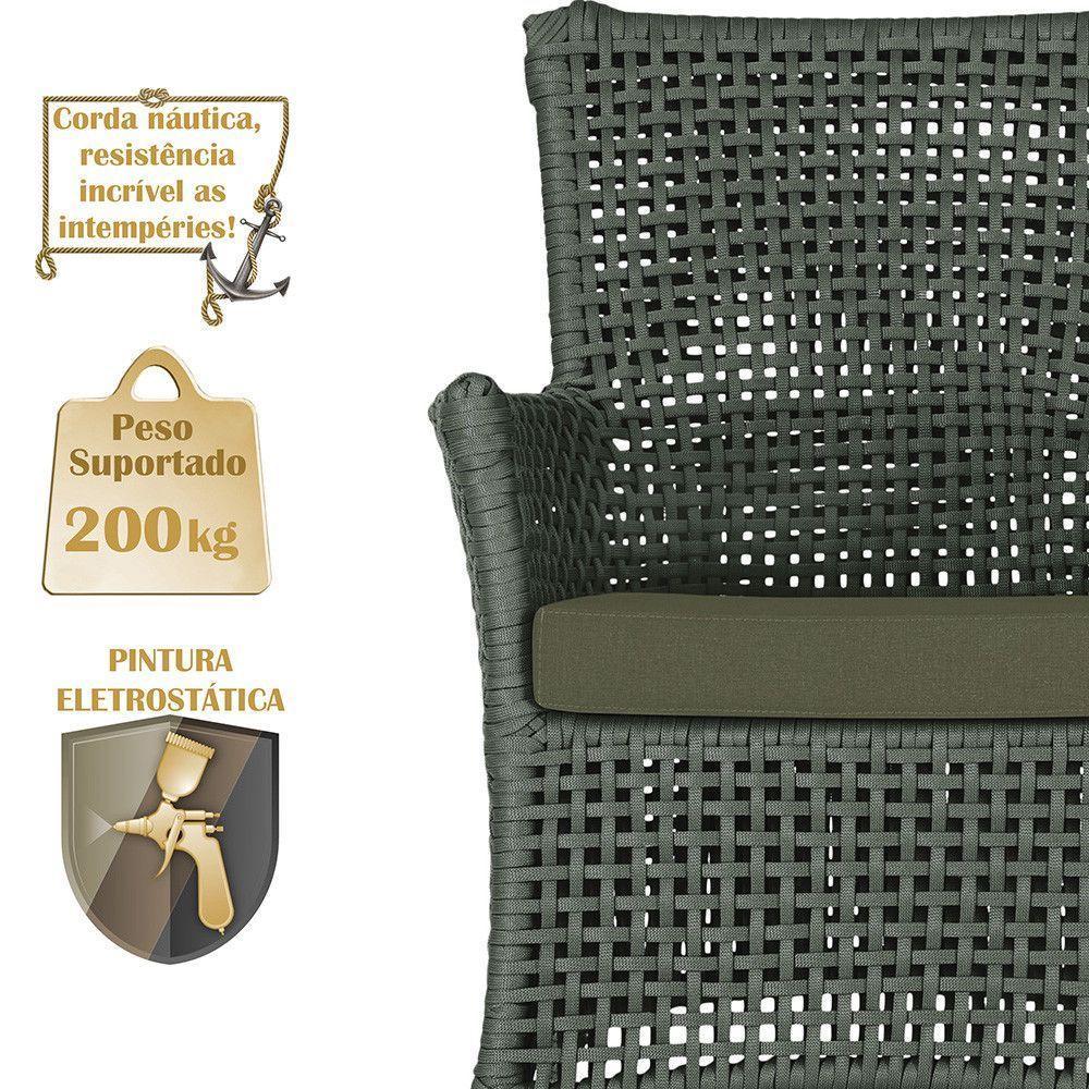 2 Sofás E Mesa Igapó Alumínio Fendi Corda Náutica E13 Trama Verde - 3