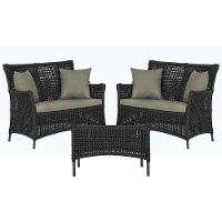 2 Sofás E Mesa Igapó Alumínio Preta Corda Náutica E8 Trama Preto - 1