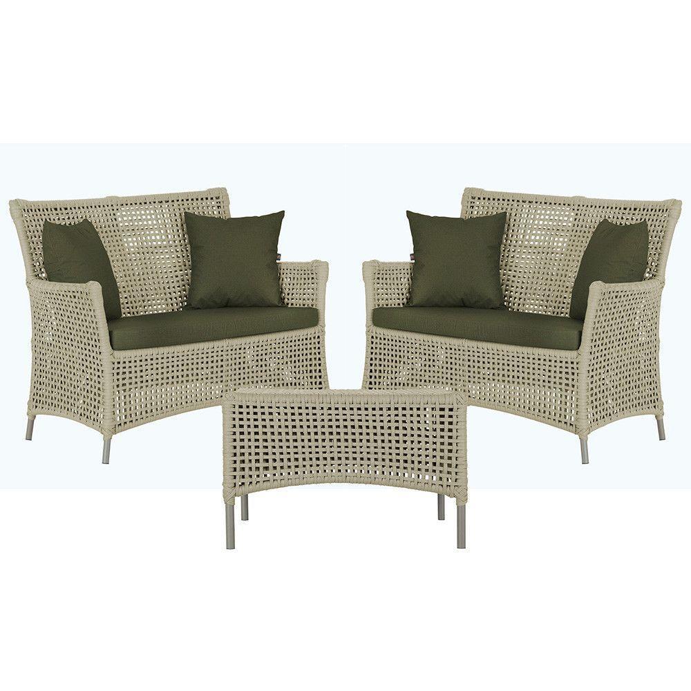 2 Sofás E Mesa Igapó Alumínio Fendi Corda Náutica E13 Trama Rami - 1