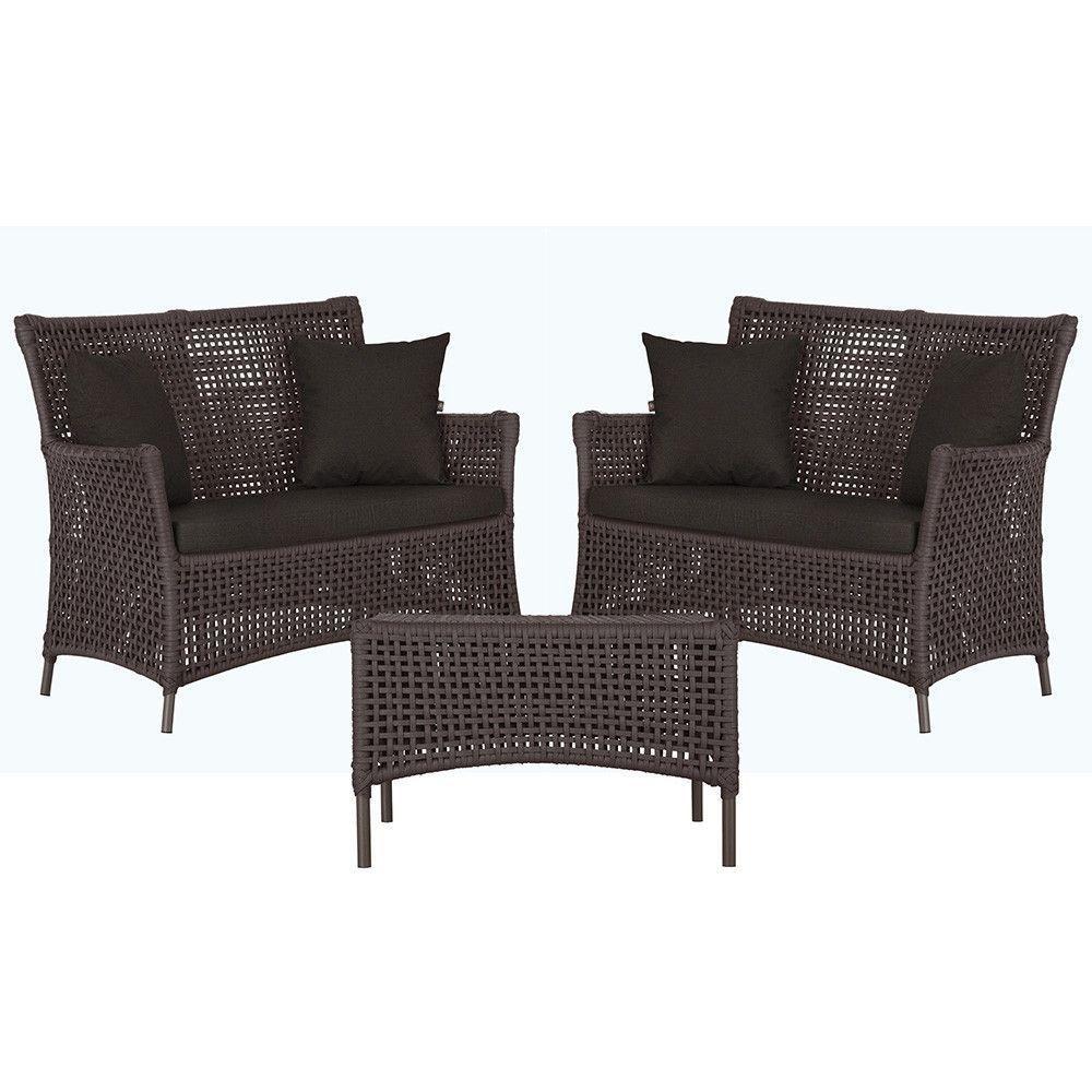 2 Sofás E Mesa Igapó Alumínio Marrom Corda Náutica E9 Trama Marrom - 1