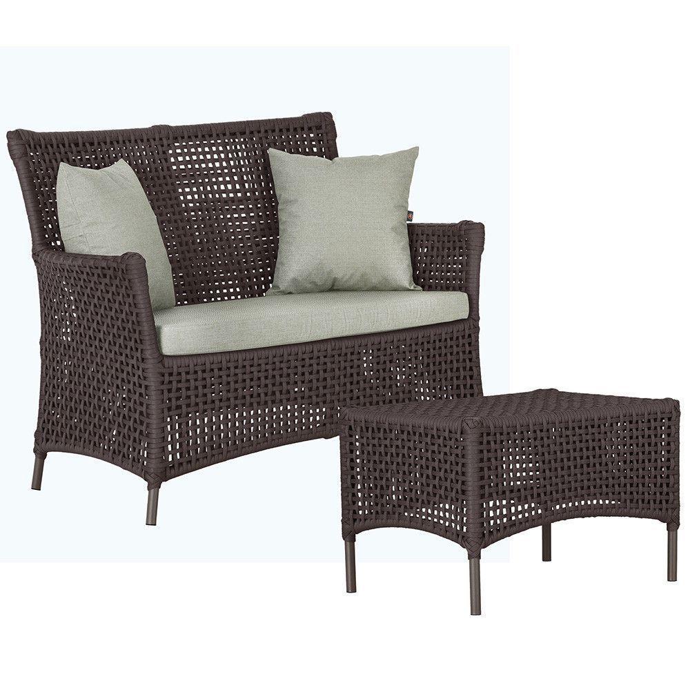 1 Sofá E Mesa Igapó Alumínio Marrom Corda Náutica E3 Trama Marrom - 1