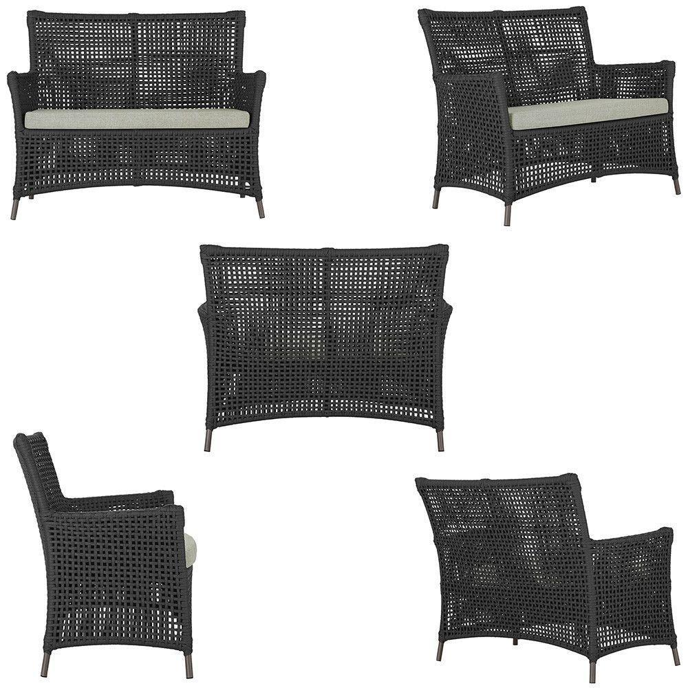 1 Sofá E Mesa Igapó Alumínio Marrom Corda Náutica E3 Trama Preto - 3