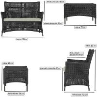 1 Sofá E Mesa Igapó Alumínio Marrom Corda Náutica E3 Trama Preto - 6