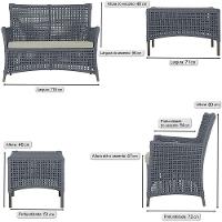 1 Sofá E Mesa Igapó Alumínio Marrom Corda Náutica E3 Trama Prata - 6