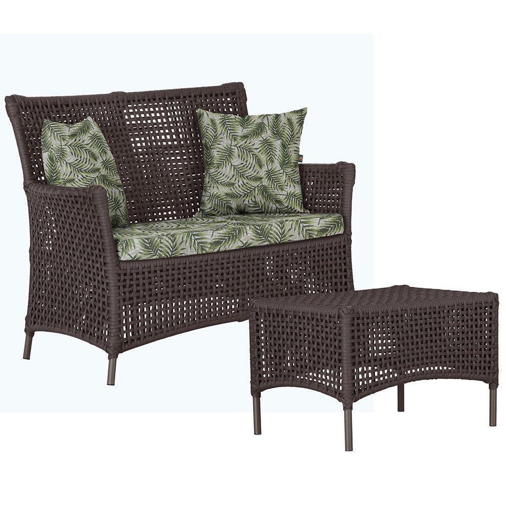 1 Sofá E Mesa Igapó Alumínio Marrom Corda Náutica E5 Trama Marrom - 1