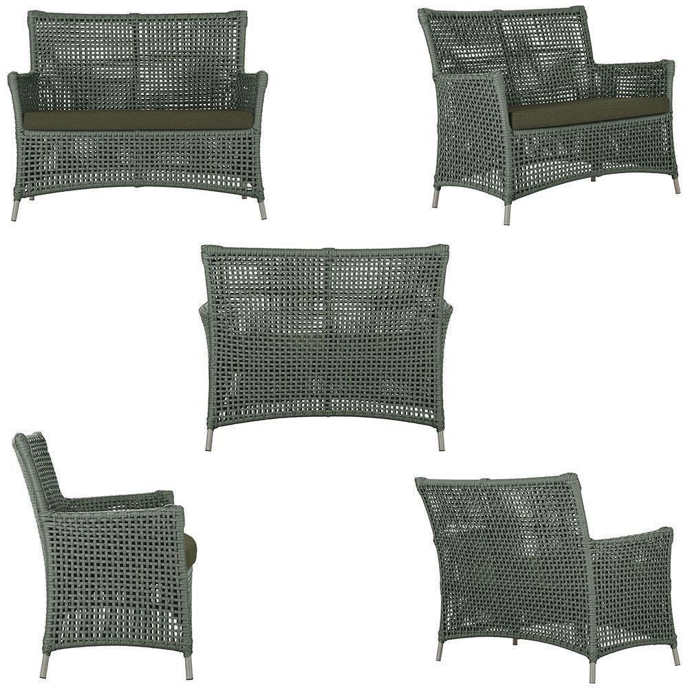 1 Sofá E Mesa Centro Igapó Alumínio Corda Náutica E13 Trama Verde - 2