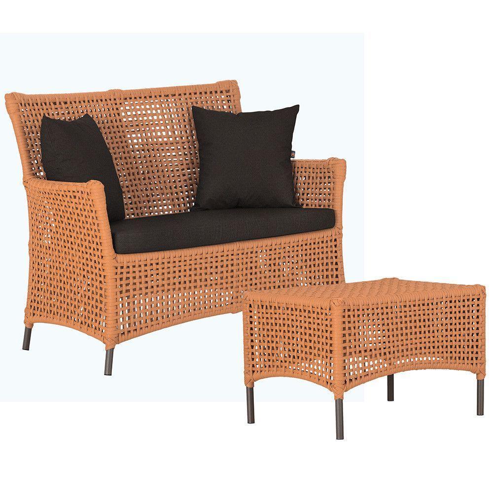 1 Sofá E Mesa Igapó Alumínio Marrom Corda Náutica E9 Trama Terra Cota - 1