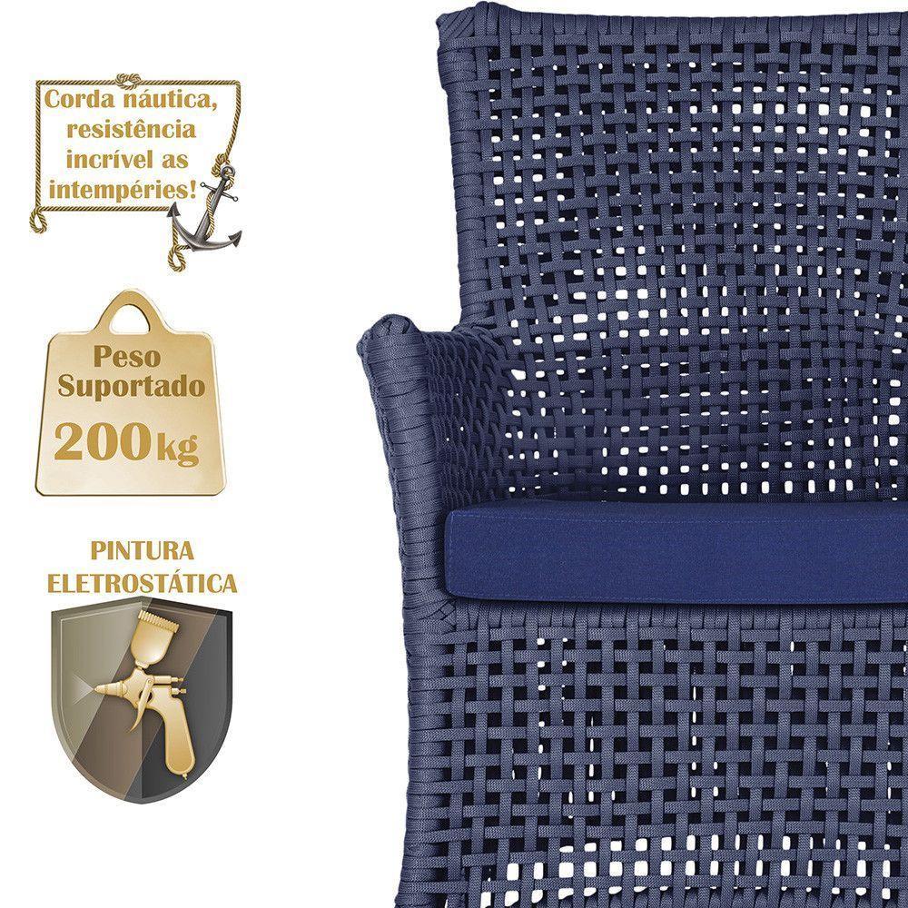 1 Sofá E Mesa Igapó Alumínio Marrom Corda Náutica E10 Trama Azul - 4