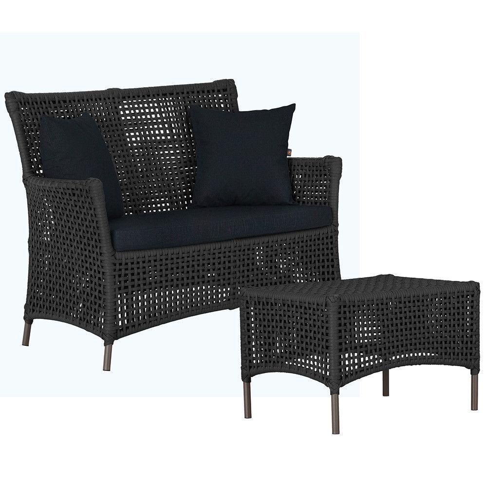 1 Sofá E Mesa Igapó Alumínio Marrom Corda Náutica E12 Trama Preto - 1