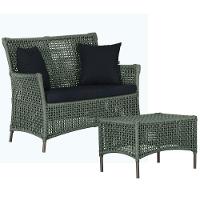 1 Sofá E Mesa Igapó Alumínio Marrom Corda Náutica E12 Trama Verde - 1