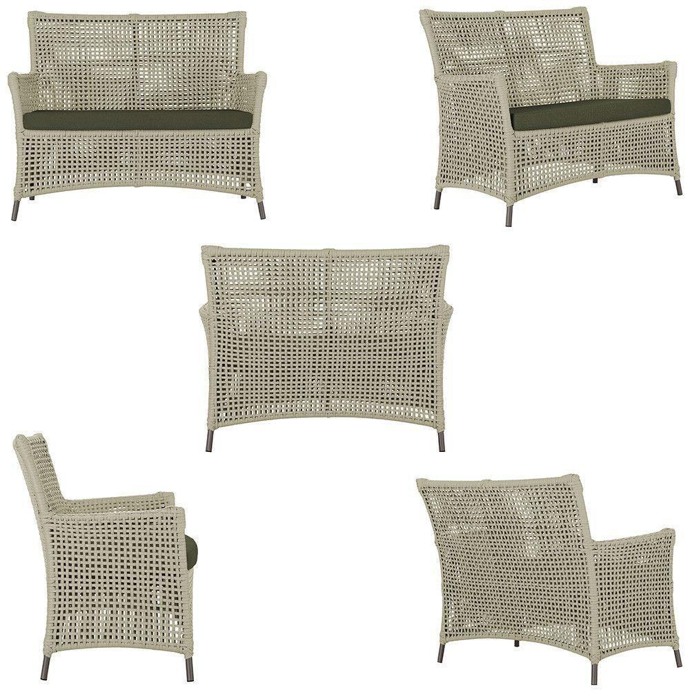 1 Sofá E Mesa Igapó Alumínio Marrom Corda Náutica E13 Trama Rami - 3