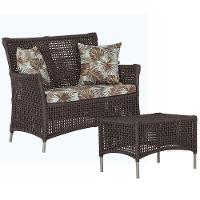 1 Sofá E Mesa Centro Igapó Alumínio Corda Náutica E6 Trama Marrom - 1