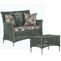 1 Sofá E Mesa Centro Igapó Alumínio Corda Náutica E6 Trama Verde - 1