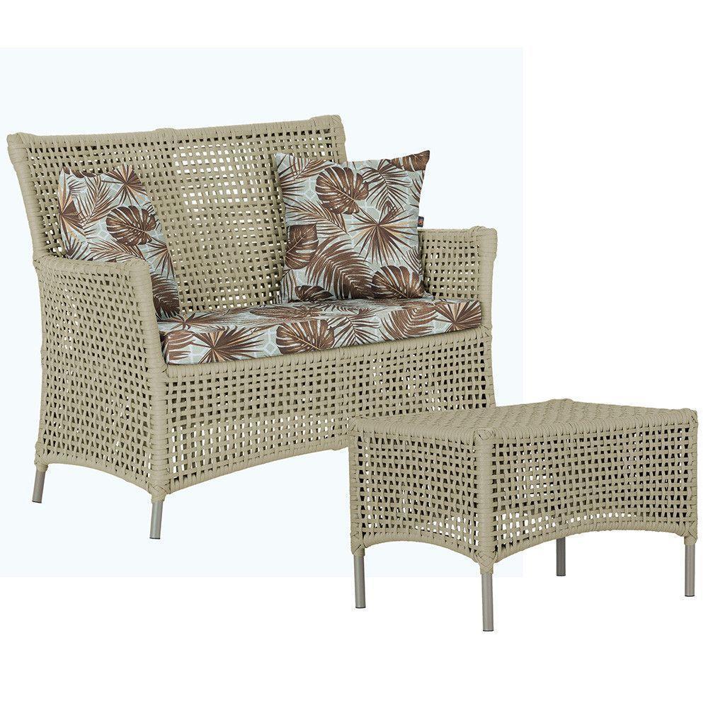 1 Sofá E Mesa Centro Igapó Alumínio Corda Náutica E6 Trama Rami - 1