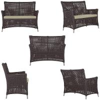 1 Sofá E Mesa Centro Igapó Alumínio Corda Náutica E7 Trama Marrom - 3