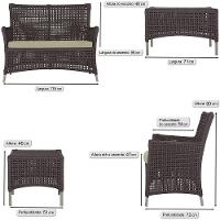 1 Sofá E Mesa Centro Igapó Alumínio Corda Náutica E7 Trama Marrom - 6