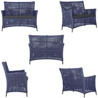 1 Sofá E Mesa Igapó Alumínio Marrom Corda Náutica E11 Trama Azul - 3