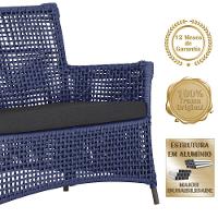 1 Sofá E Mesa Igapó Alumínio Marrom Corda Náutica E11 Trama Azul - 5