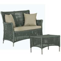 1 Sofá E Mesa Centro Igapó Alumínio Corda Náutica E7 Trama Verde - 1