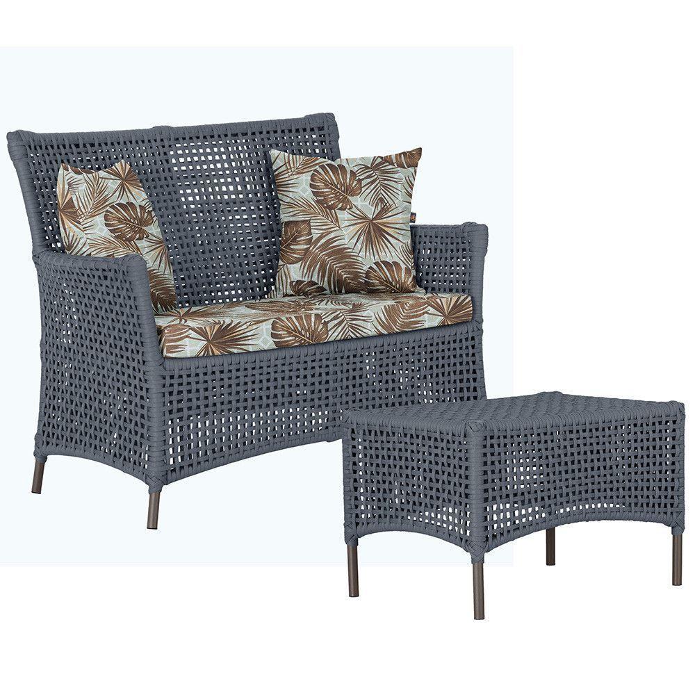 1 Sofá E Mesa Igapó Alumínio Marrom Corda Náutica E6 Trama Prata - 1