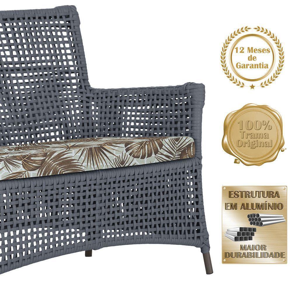 1 Sofá E Mesa Igapó Alumínio Marrom Corda Náutica E6 Trama Prata - 5