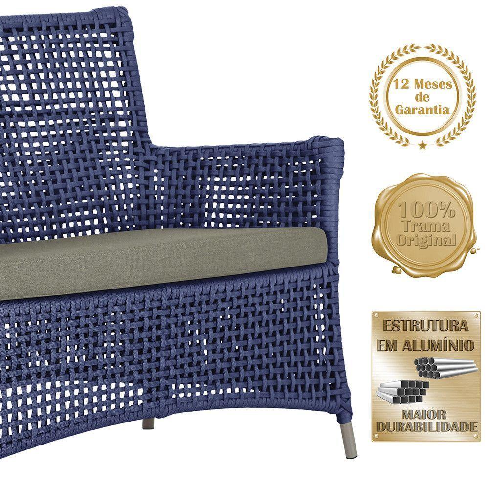 1 Sofá E Mesa Centro Igapó Alumínio Corda Náutica E8 Trama Azul - 5