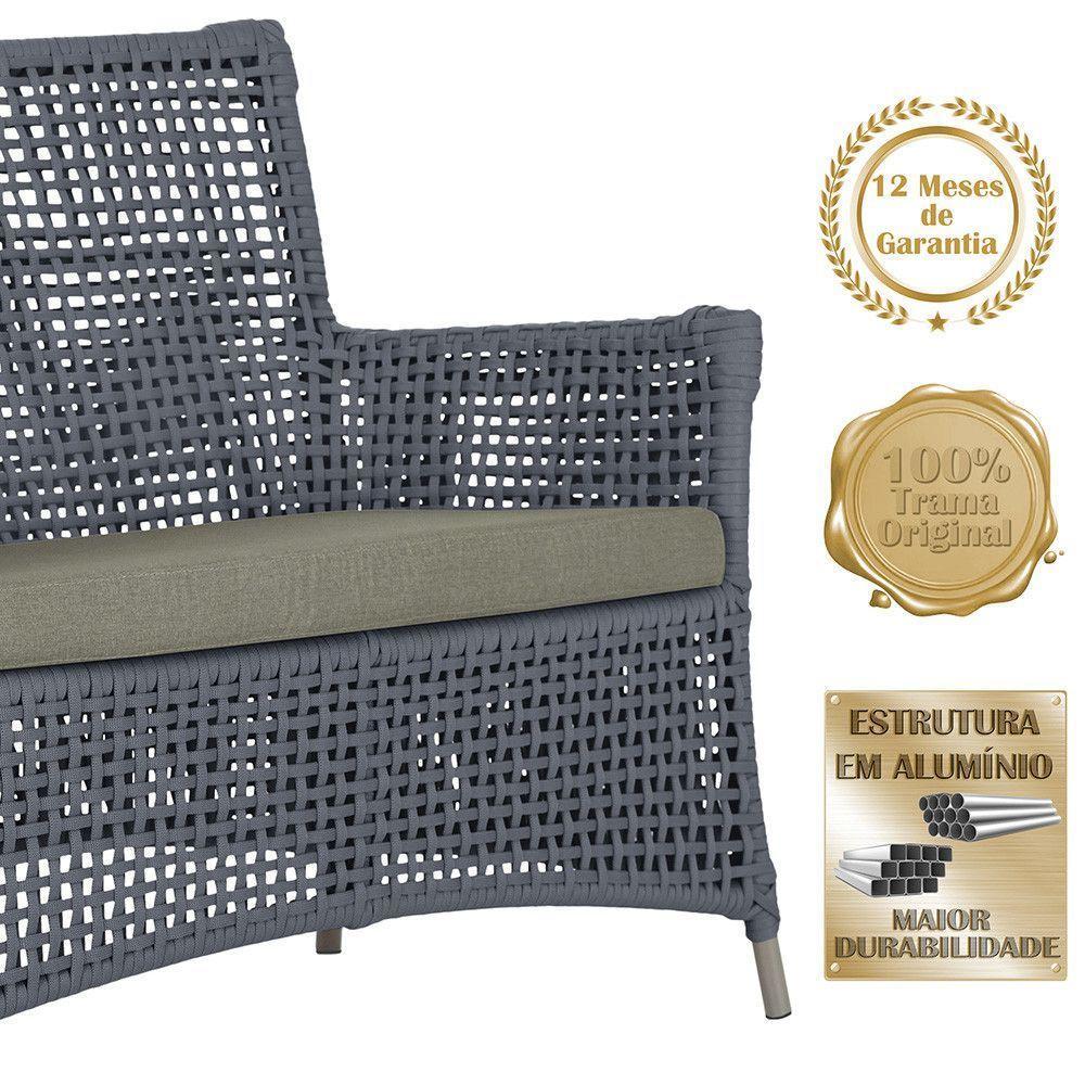 1 Sofá E Mesa Centro Igapó Alumínio Corda Náutica E8 Trama Prata - 5