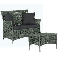 1 Sofá E Mesa Centro Igapó Alumínio Corda Náutica E11 Trama Verde - 1