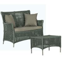 1 Sofá E Mesa Centro Igapó Alumínio Corda Náutica E8 Trama Verde - 1