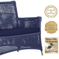 1 Sofá E Mesa Centro Igapó Alumínio Corda Náutica E10 Trama Azul - 5