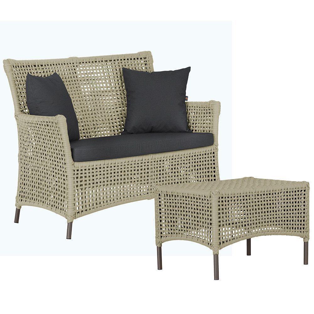 1 Sofá E Mesa Igapó Alumínio Marrom Corda Náutica E11 Trama Rami - 1