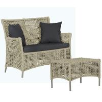 1 Sofá E Mesa Centro Igapó Alumínio Corda Náutica E11 Trama Rami - 1