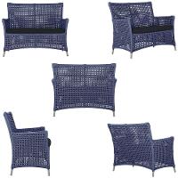 1 Sofá E Mesa Centro Igapó Alumínio Corda Náutica E12 Trama Azul - 1