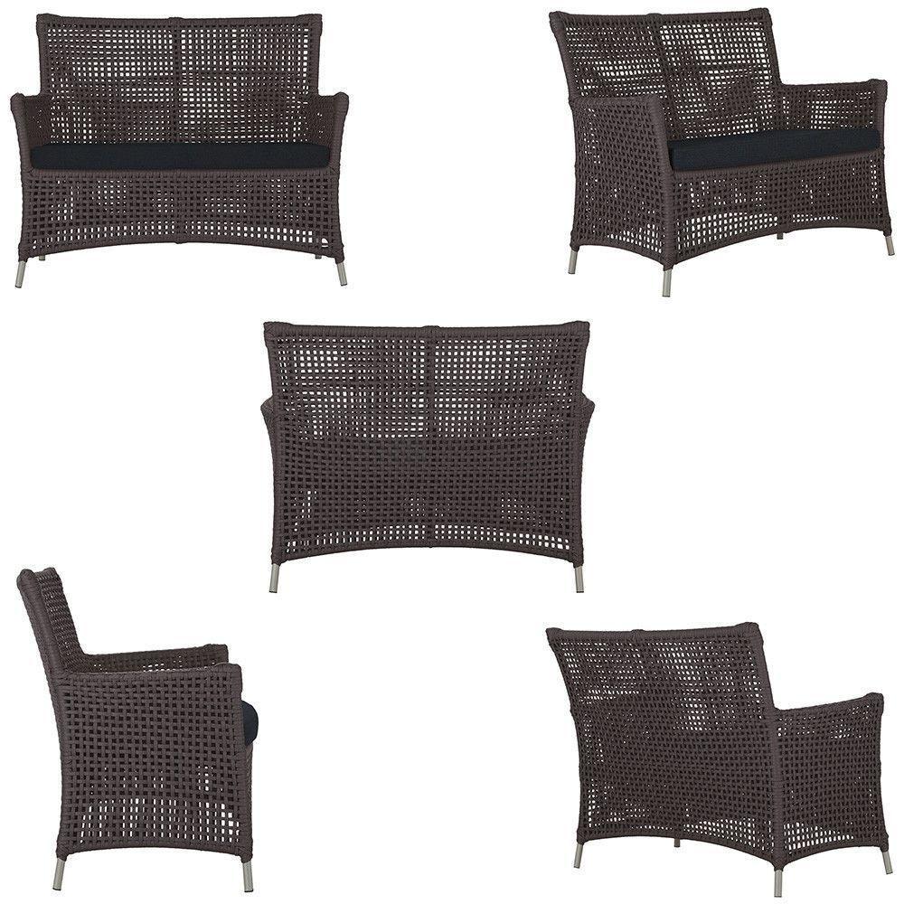 1 Sofá E Mesa Centro Igapó Alumínio Corda Náutica E12 Trama Marrom - 3