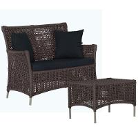 1 Sofá E Mesa Centro Igapó Alumínio Corda Náutica E12 Trama Marrom - 1