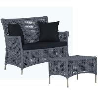 1 Sofá E Mesa Centro Igapó Alumínio Corda Náutica E12 Trama Prata - 1