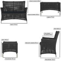 1 Sofá E Mesa Centro Igapó Alumínio Corda Náutica E12 Trama Preto - 6