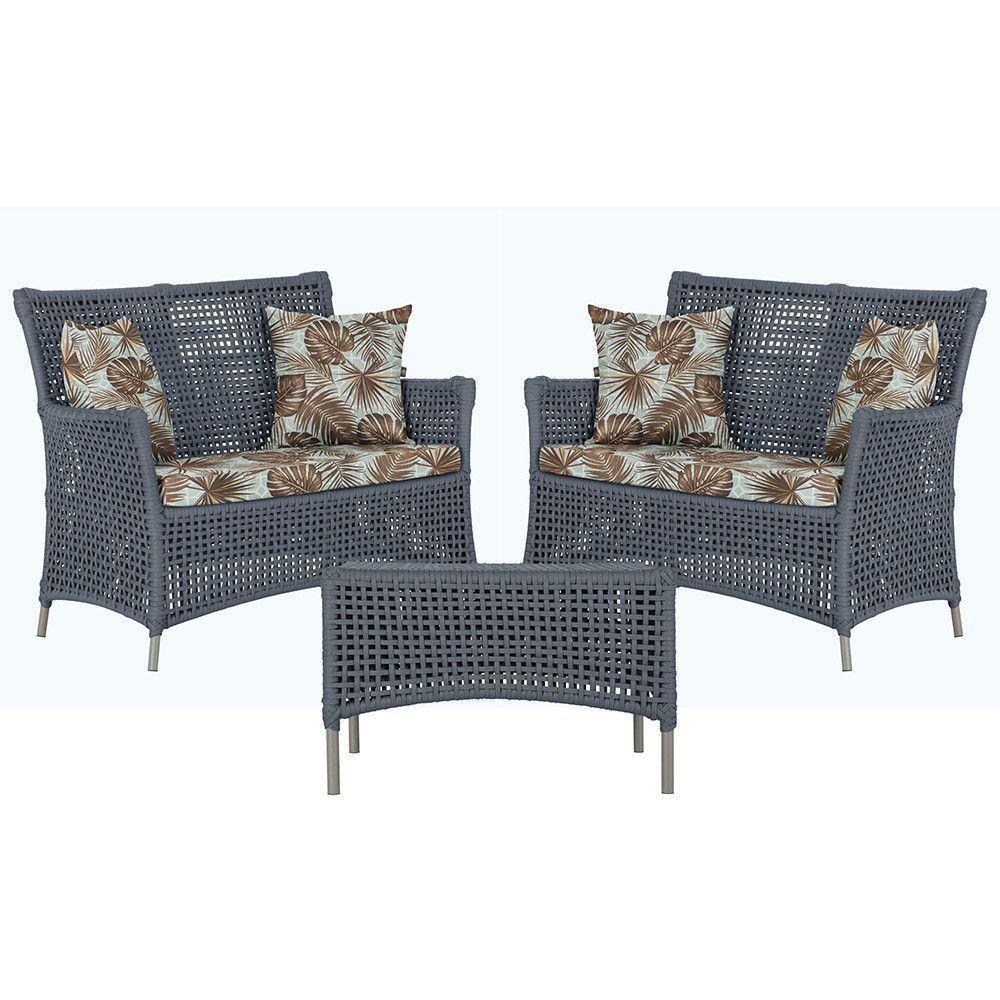 2 Sofás E Mesa Igapó Alumínio Fendi Corda Náutica E6 Trama Prata - 1