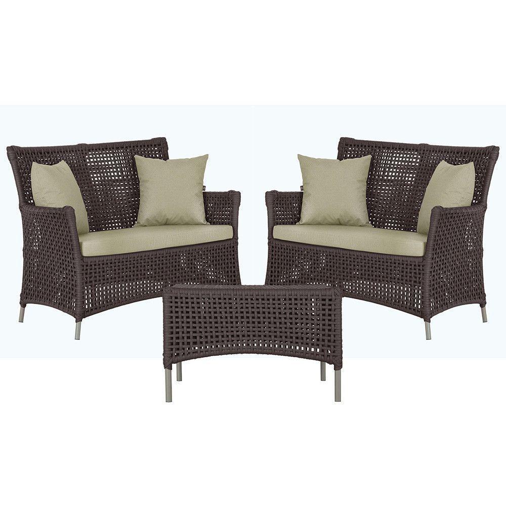 2 Sofás E Mesa Igapó Alumínio Fendi Corda Náutica E7 Trama Marrom - 7