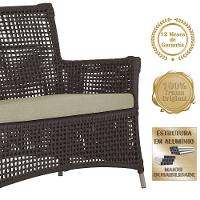 2 Sofás E Mesa Igapó Alumínio Fendi Corda Náutica E7 Trama Marrom - 2