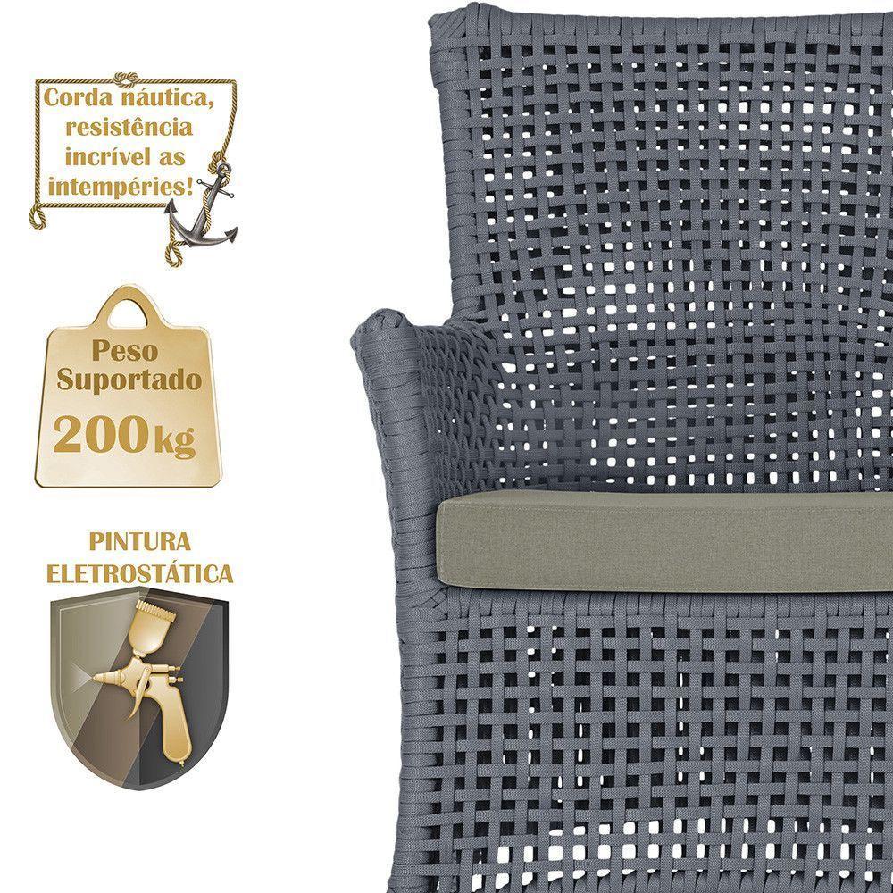 2 Sofás E Mesa Igapó Alumínio Fendi Corda Náutica E8 Trama Prata - 4