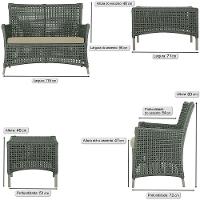 2 Sofás E Mesa Igapó Alumínio Fendi Corda Náutica E7 Trama Verde - 5