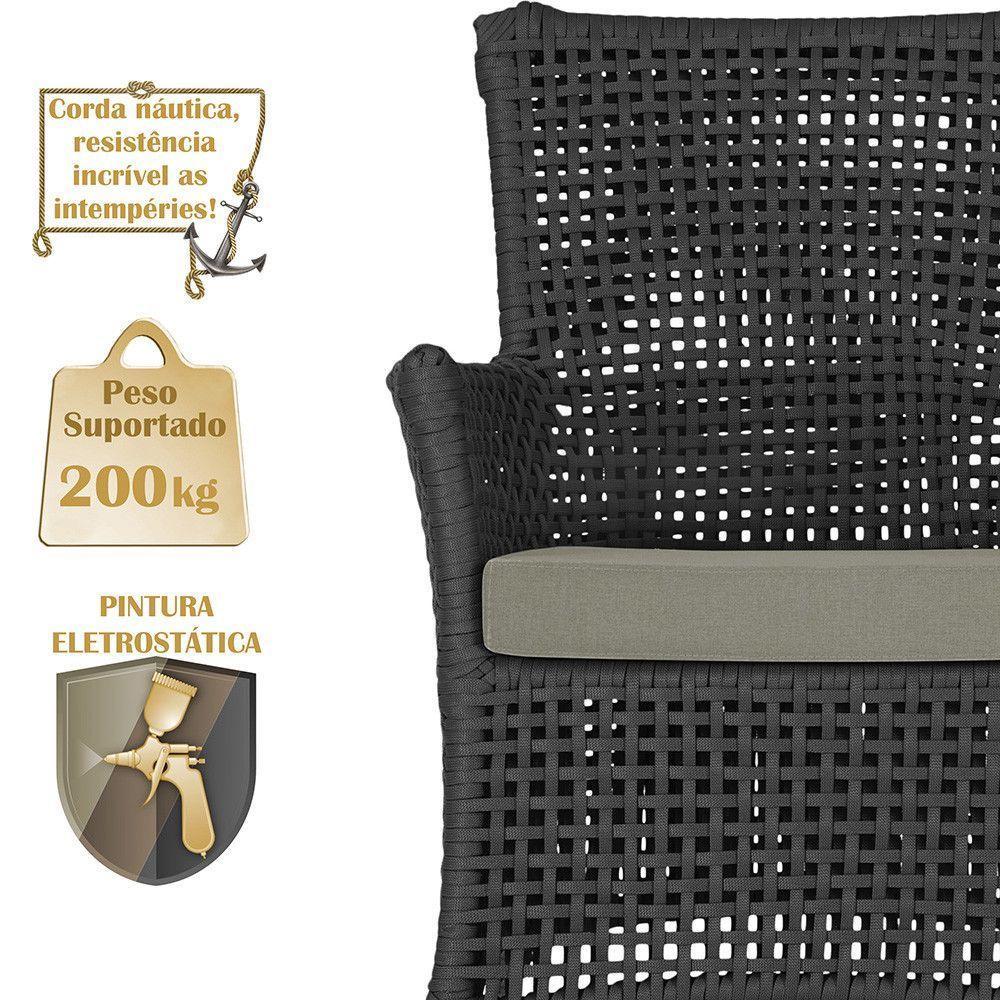 2 Sofás E Mesa Igapó Alumínio Fendi Corda Náutica E8 Trama Preto - 4