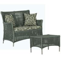 1 Sofá E Mesa Centro Igapó Em Alumínio Corda Náutica Trama Verde - 1