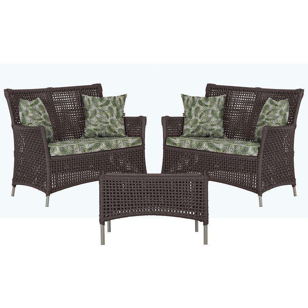 2 Sofás E Mesa Igapó Alumínio Fendi Corda Náutica E5 Trama Marrom - 1