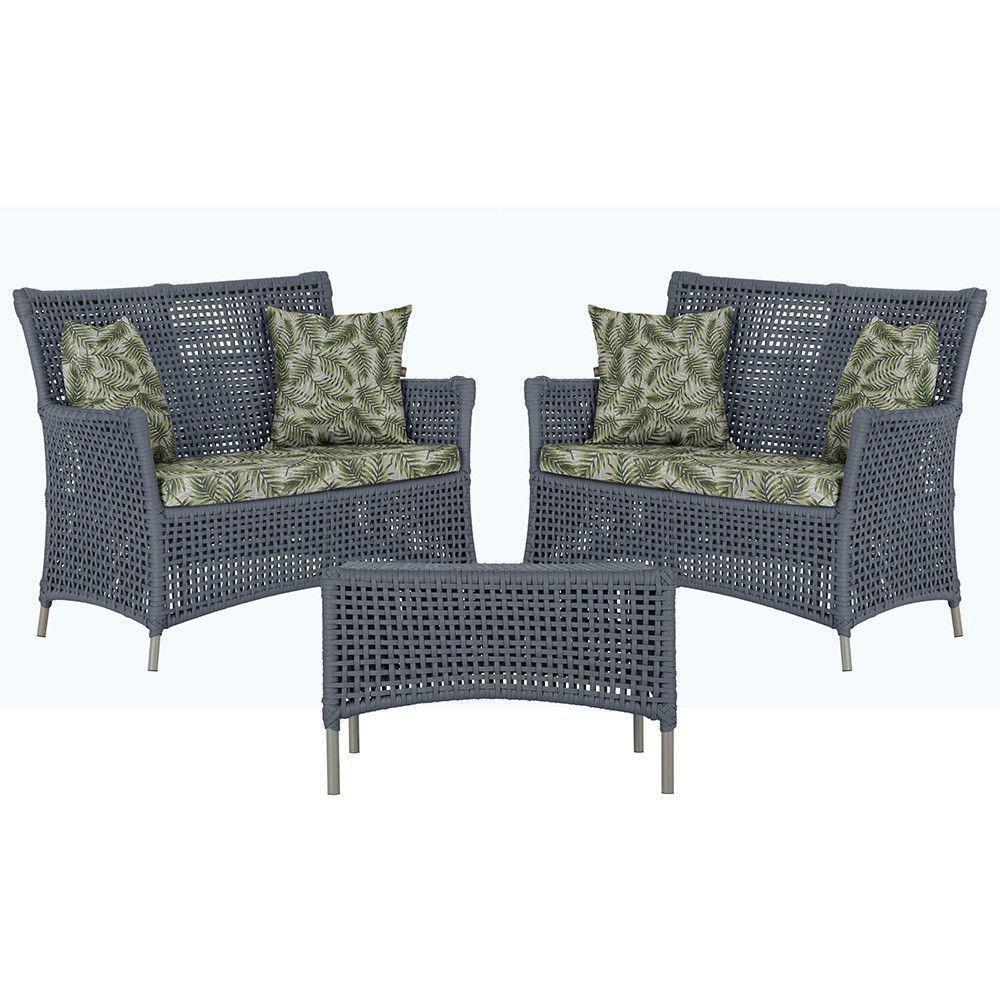 2 Sofás E Mesa Igapó Alumínio Fendi Corda Náutica E5 Trama Prata - 1